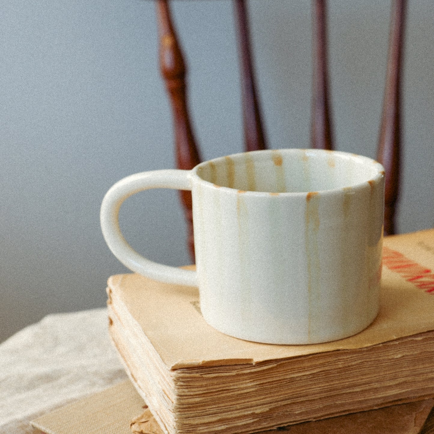 Retro Mug with Stripes made from White Clay