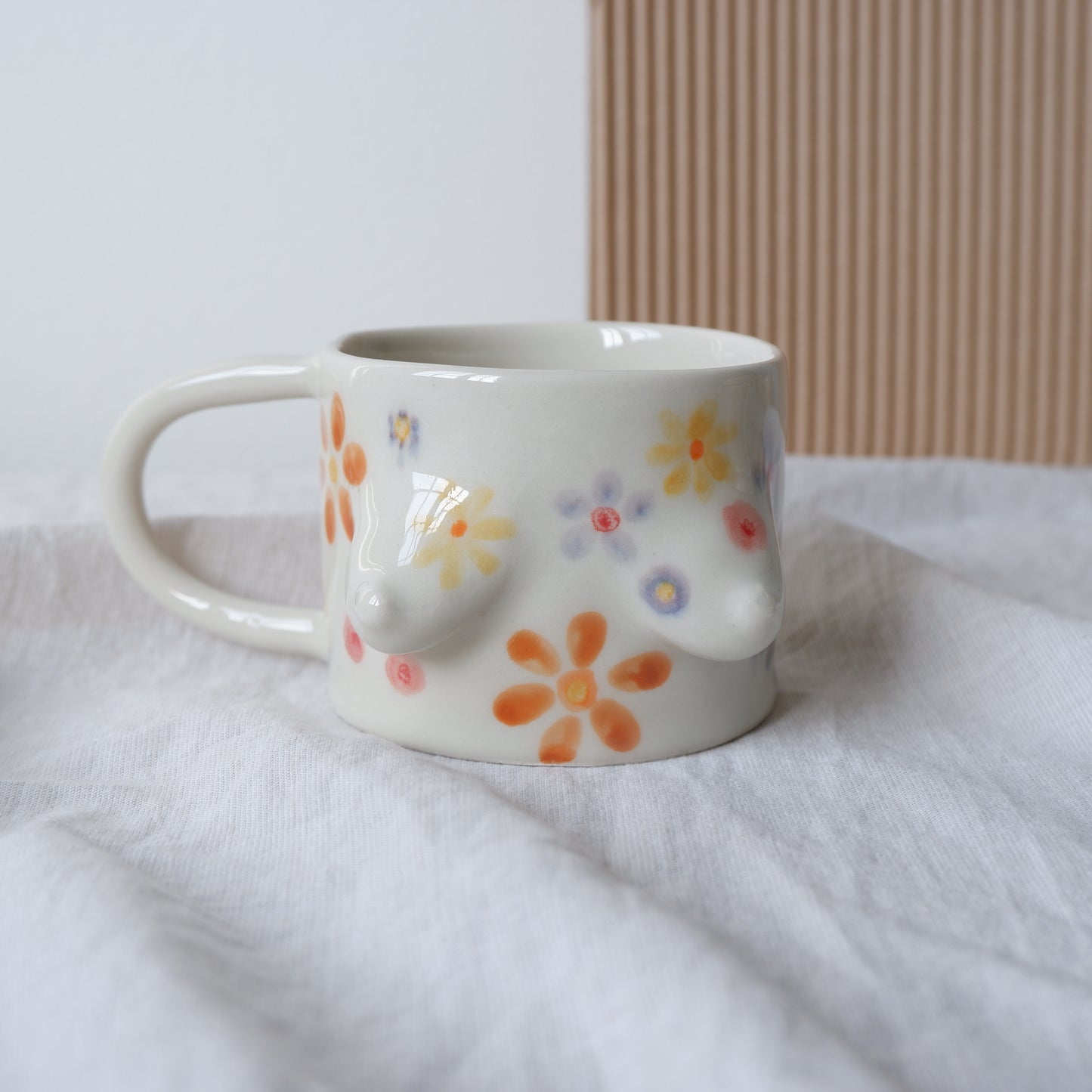 Spring Bloom Mug No5 made from white clay