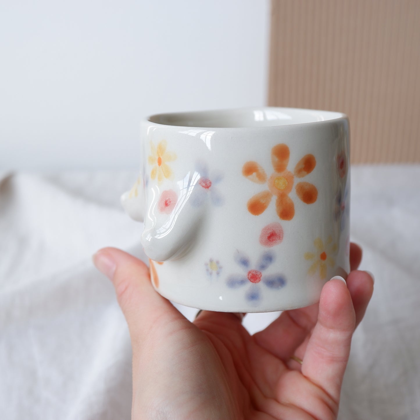 Spring Bloom Mug No5 made from white clay