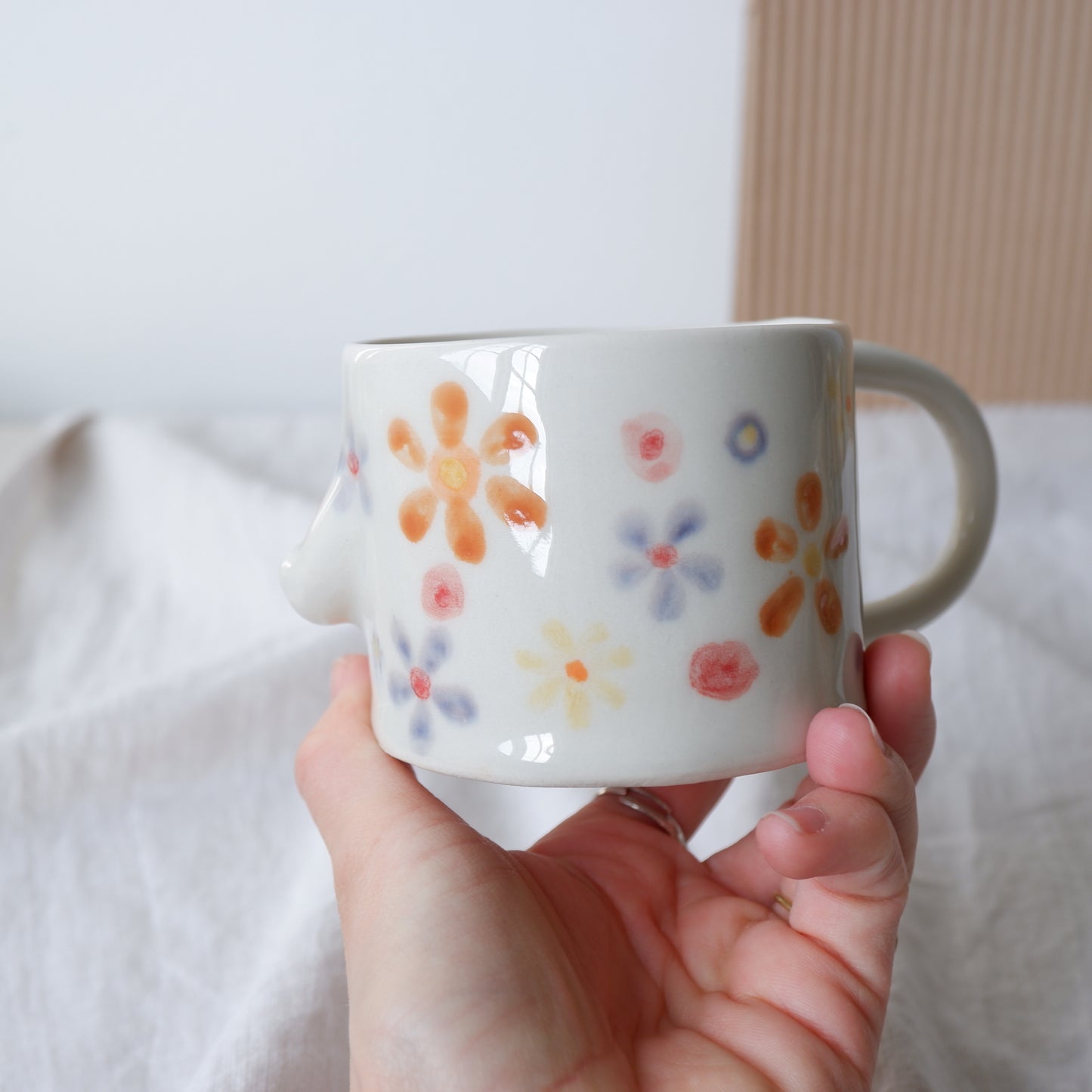Spring Bloom Mug No5 made from white clay