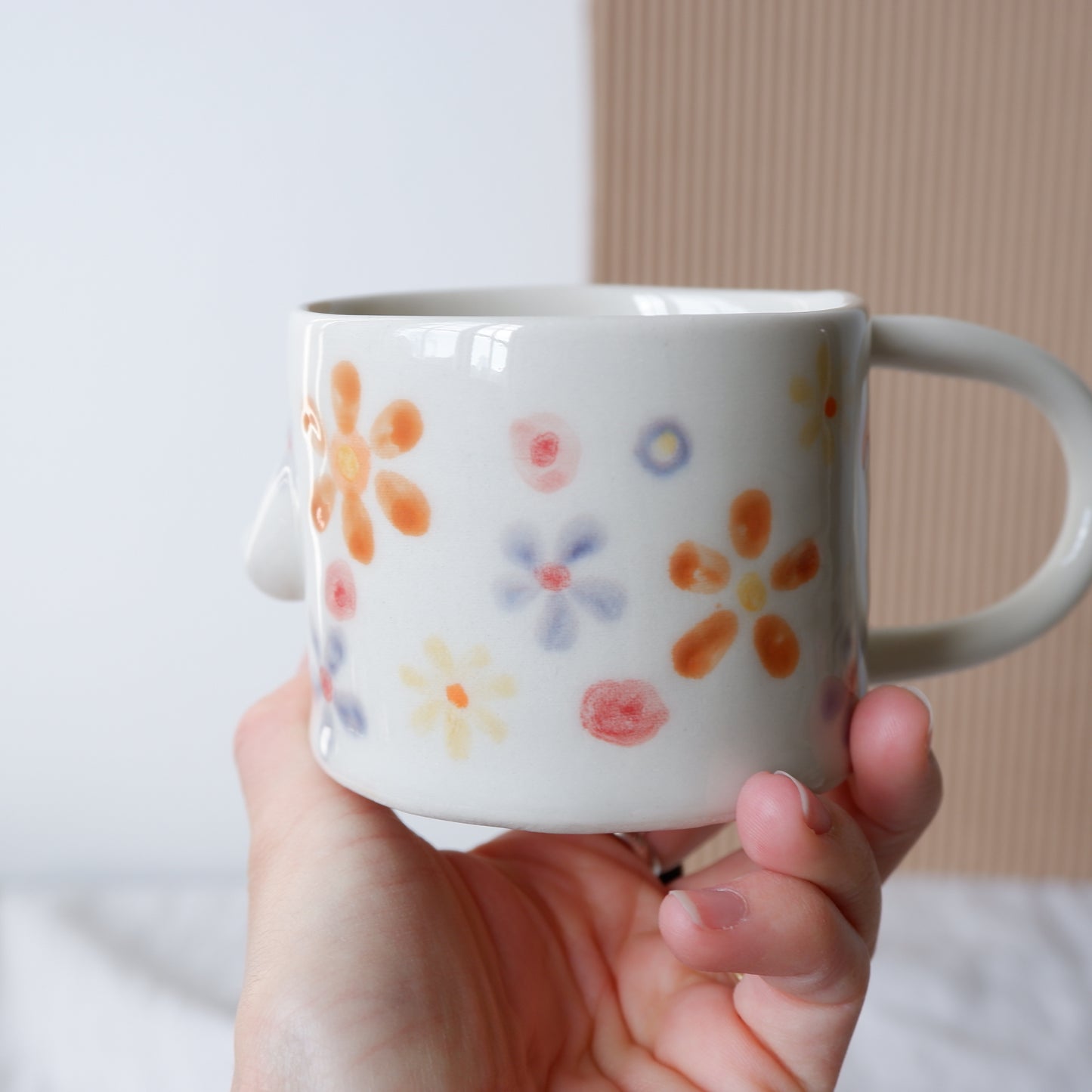 Spring Bloom Mug No5 made from white clay