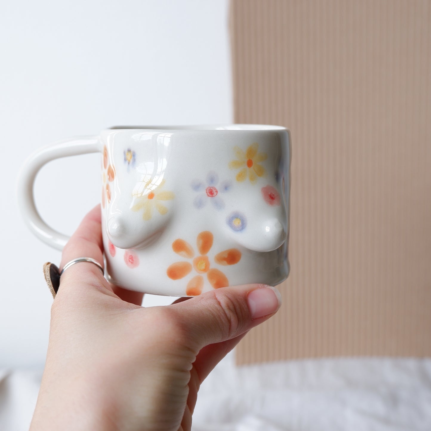 Spring Bloom Mug No5 made from white clay