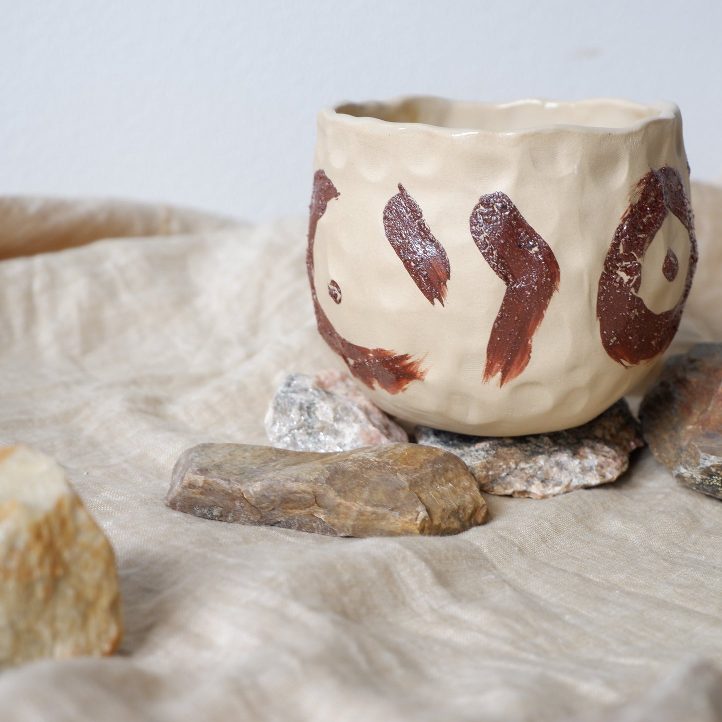 Mug decorated with wild clay