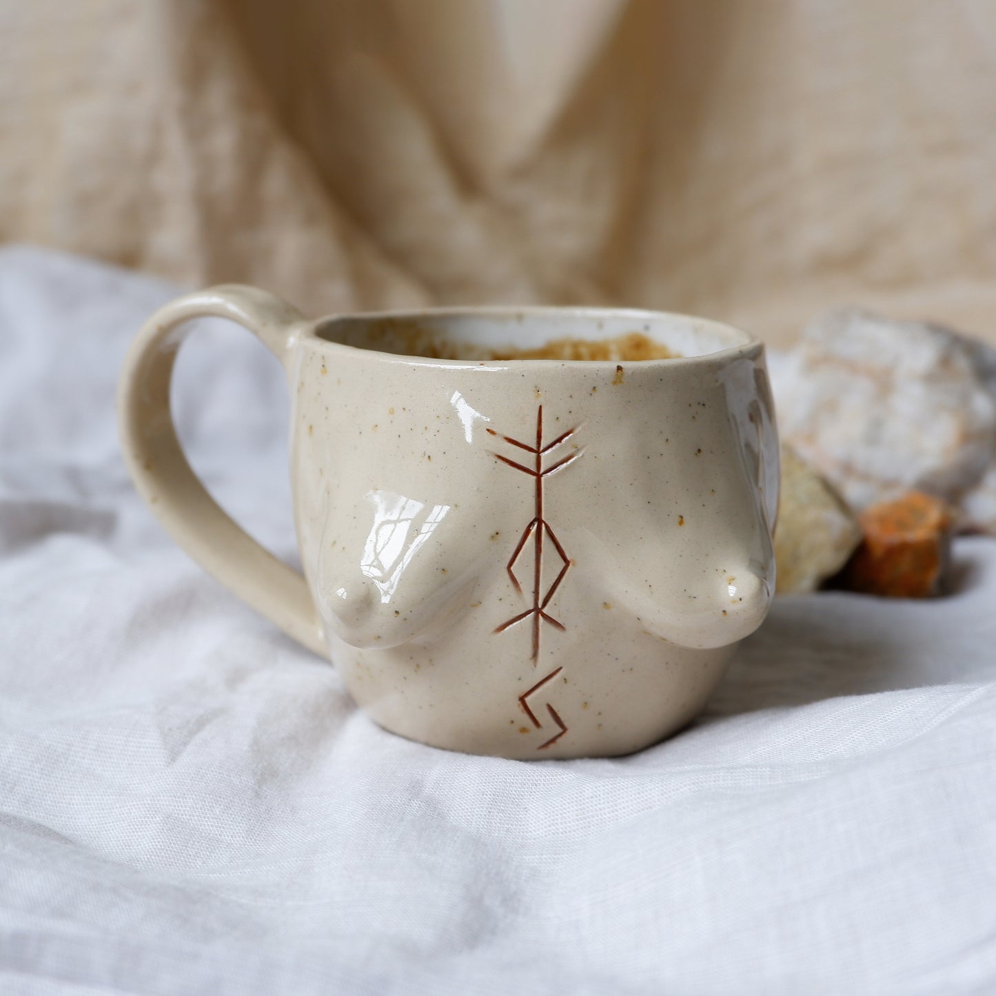 Carved tattoo mug // symbolizing abundance, heritage, and the cycles of growth and change