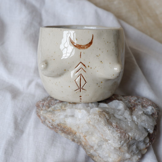 Carved tattoo mug // symbolizing intuition, abundance, and deep roots