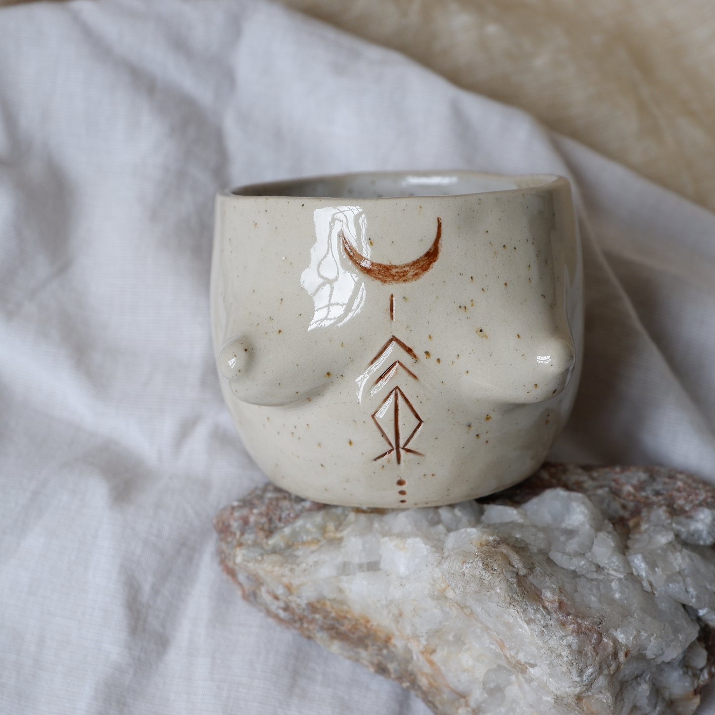 Carved tattoo mug // symbolizing intuition, abundance, and deep roots