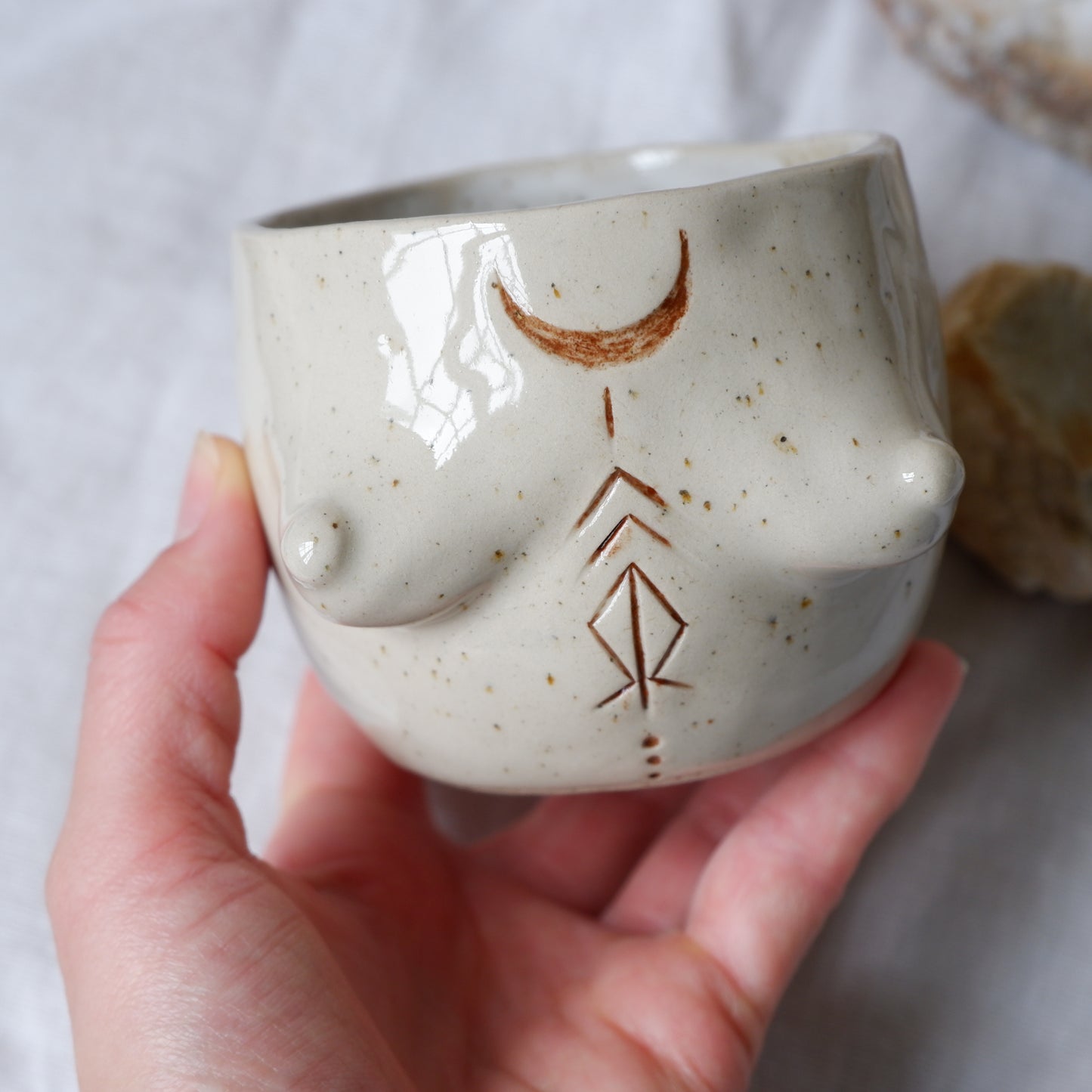 Carved tattoo mug // symbolizing intuition, abundance, and deep roots