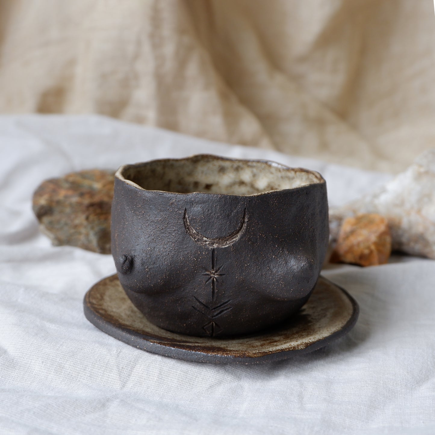 Rooted Collection // Carved tattoo mug without handle
