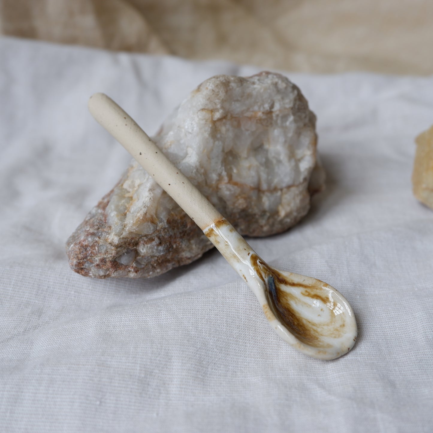 Beige clay ceramic spoons