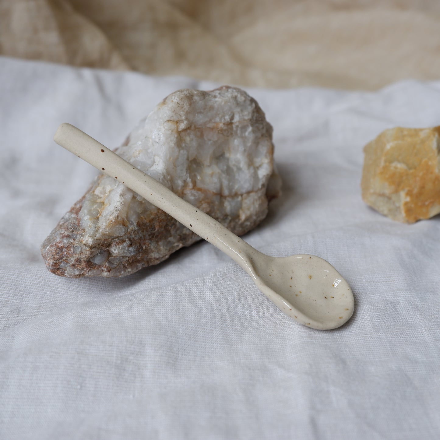 Beige clay ceramic spoons