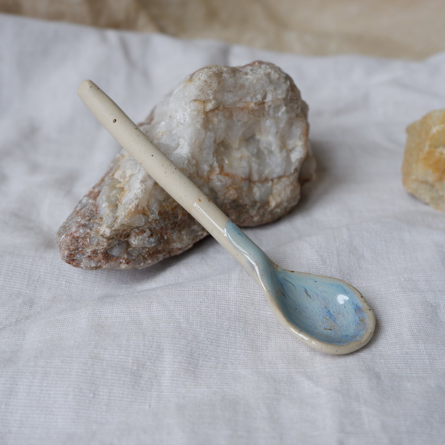 Beige clay ceramic spoons