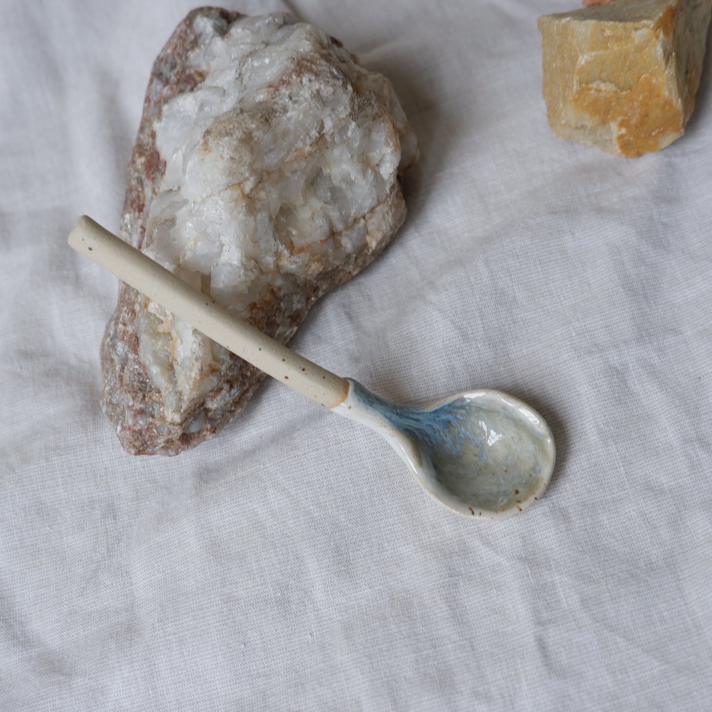 Beige clay ceramic spoons