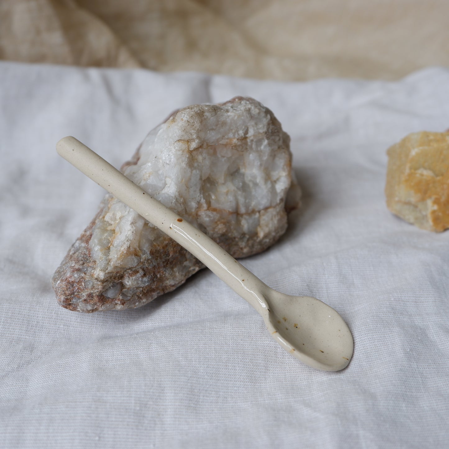 Beige clay ceramic spoons