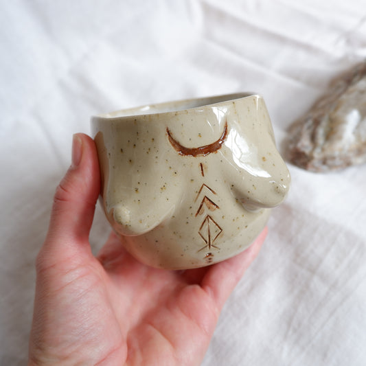Carved tattoo mug // symbolizes intuition, abundance, and deep roots