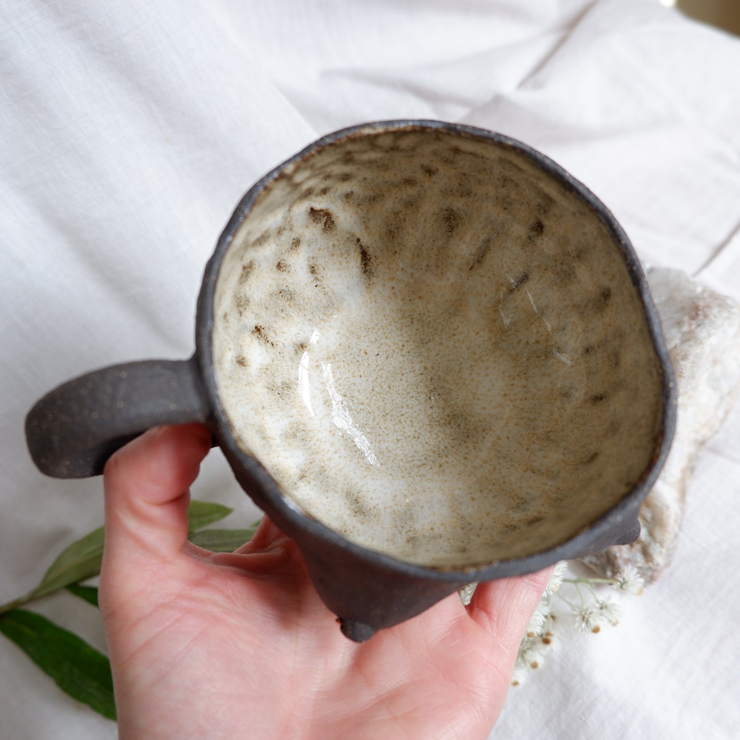 Rooted Collection // Carved tattoo mug with piercing / Symbolizes guidance and transformation