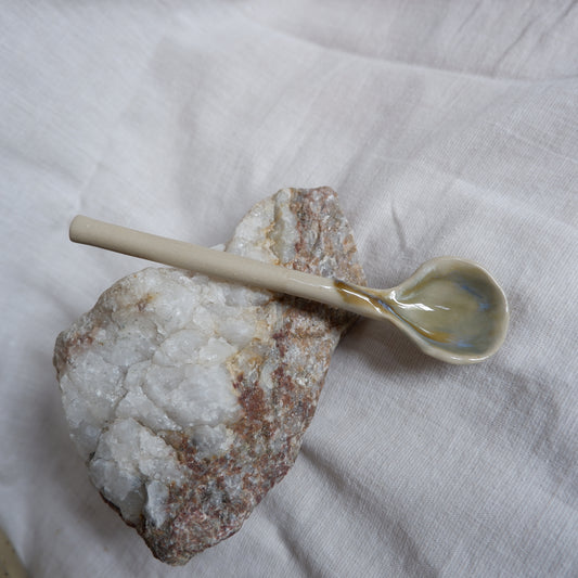 Beige clay ceramic spoons