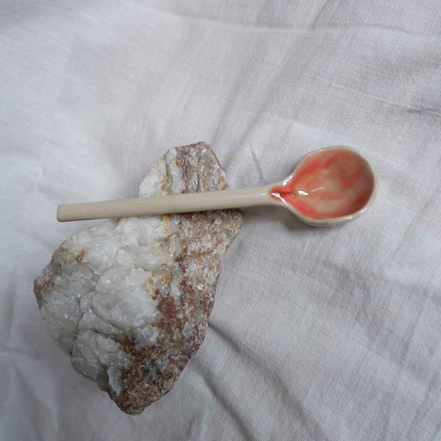 Beige clay ceramic spoons