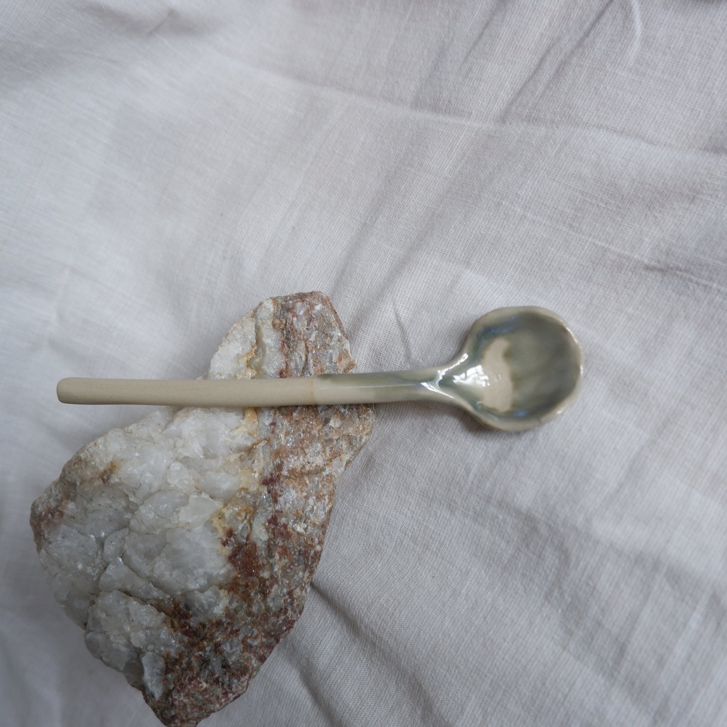 Beige clay ceramic spoons