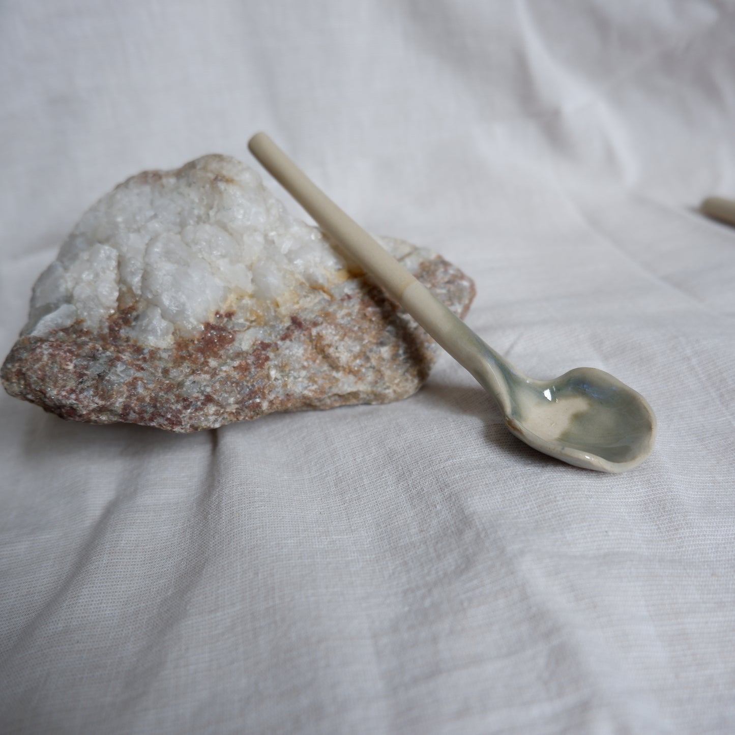 Beige clay ceramic spoons