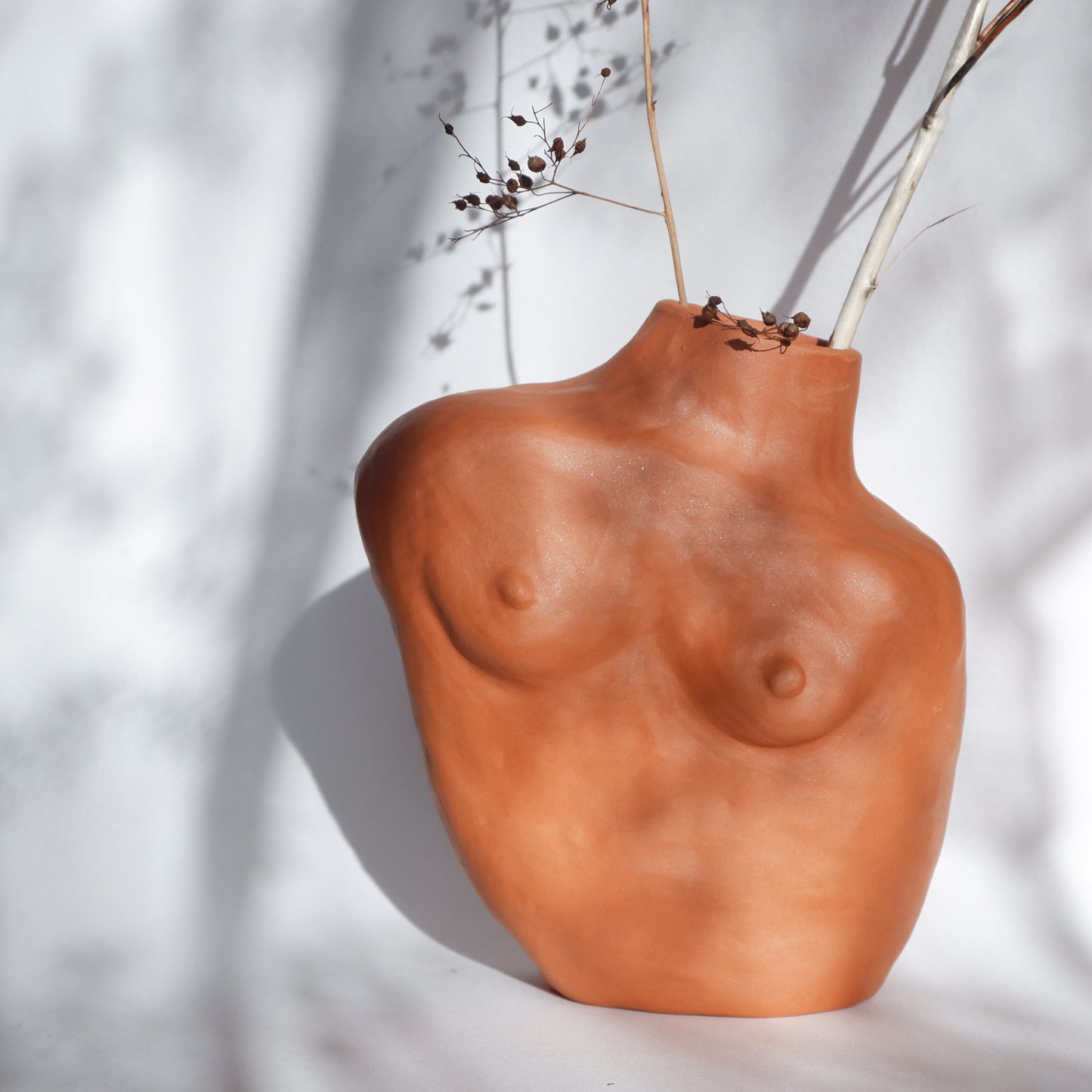 Terracotta sculptural vase Woman No.1, made in Portugal