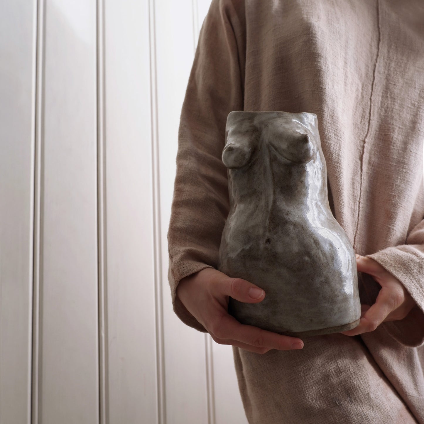 Gray sculptural vase Woman