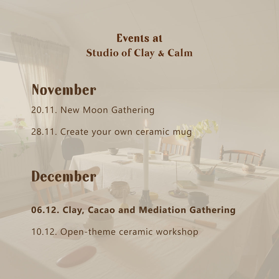 Events at Studio of Clay & Calm