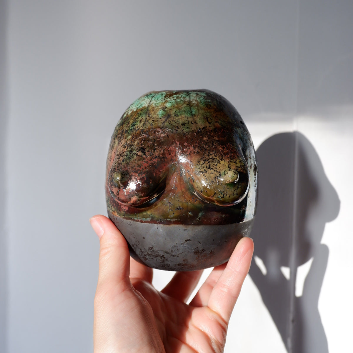Raku fired Woman sculpture