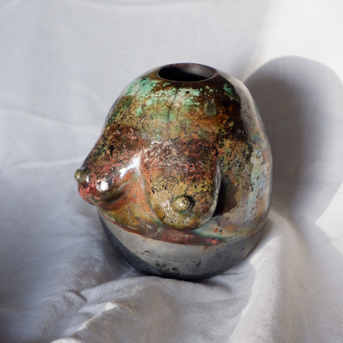 Raku fired Woman sculpture