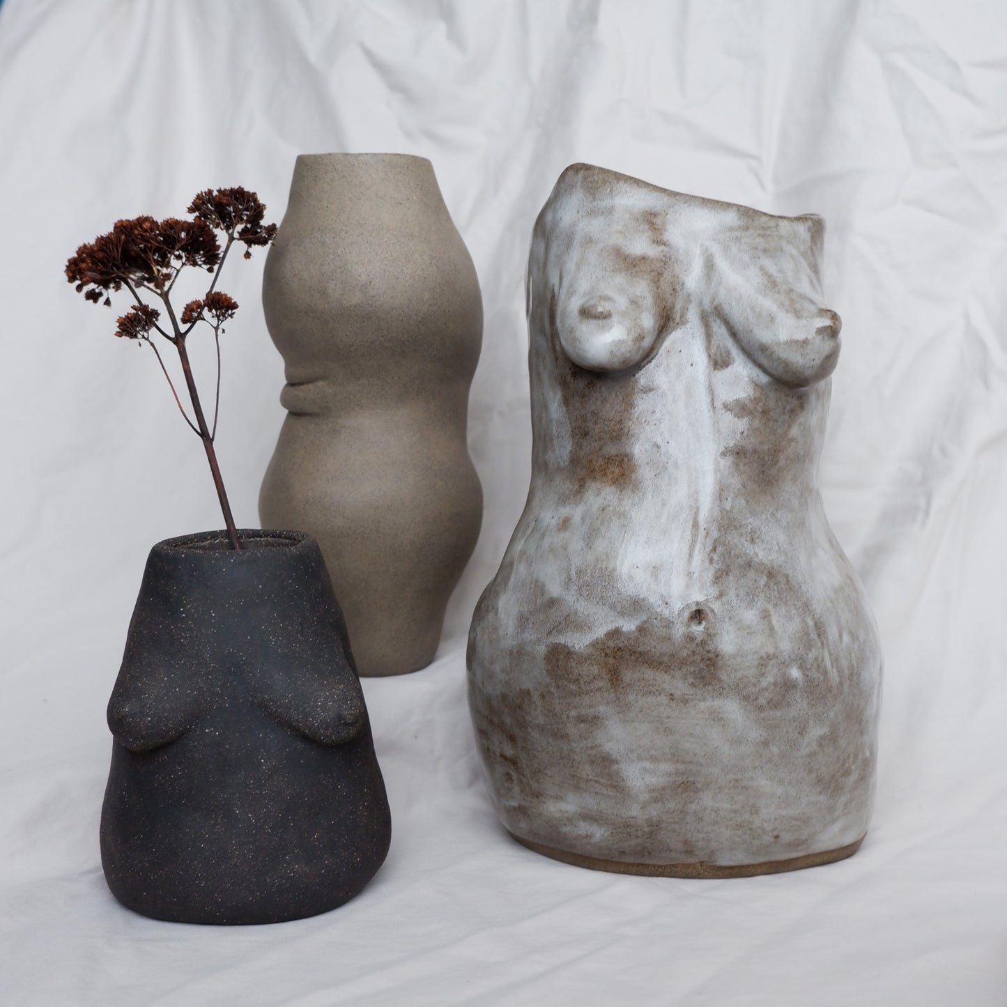 Gray sculptural vase Woman