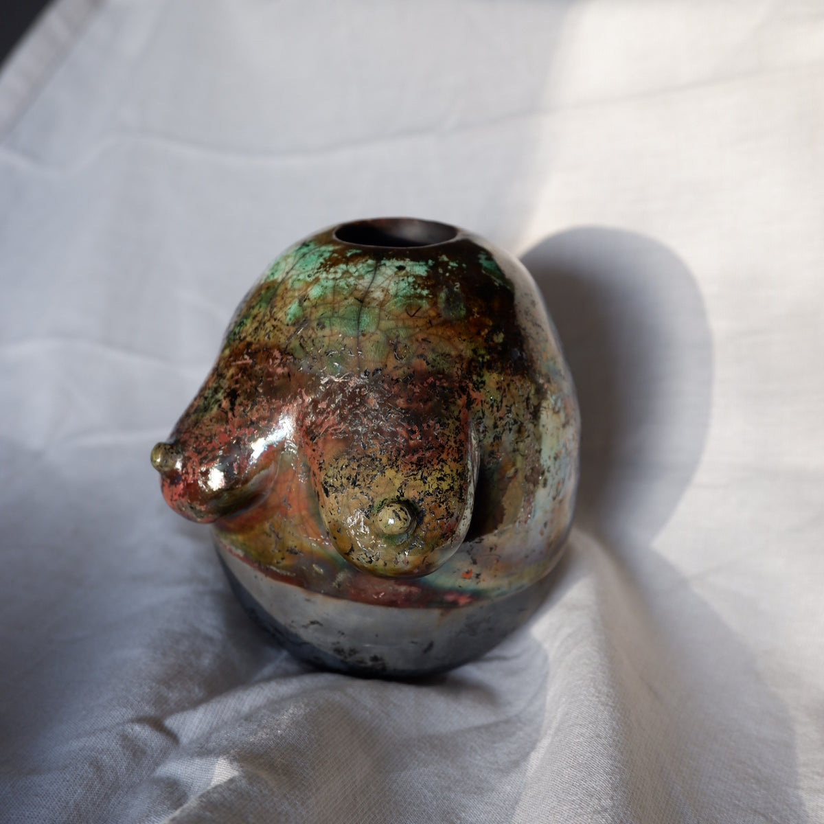 Raku fired Woman sculpture