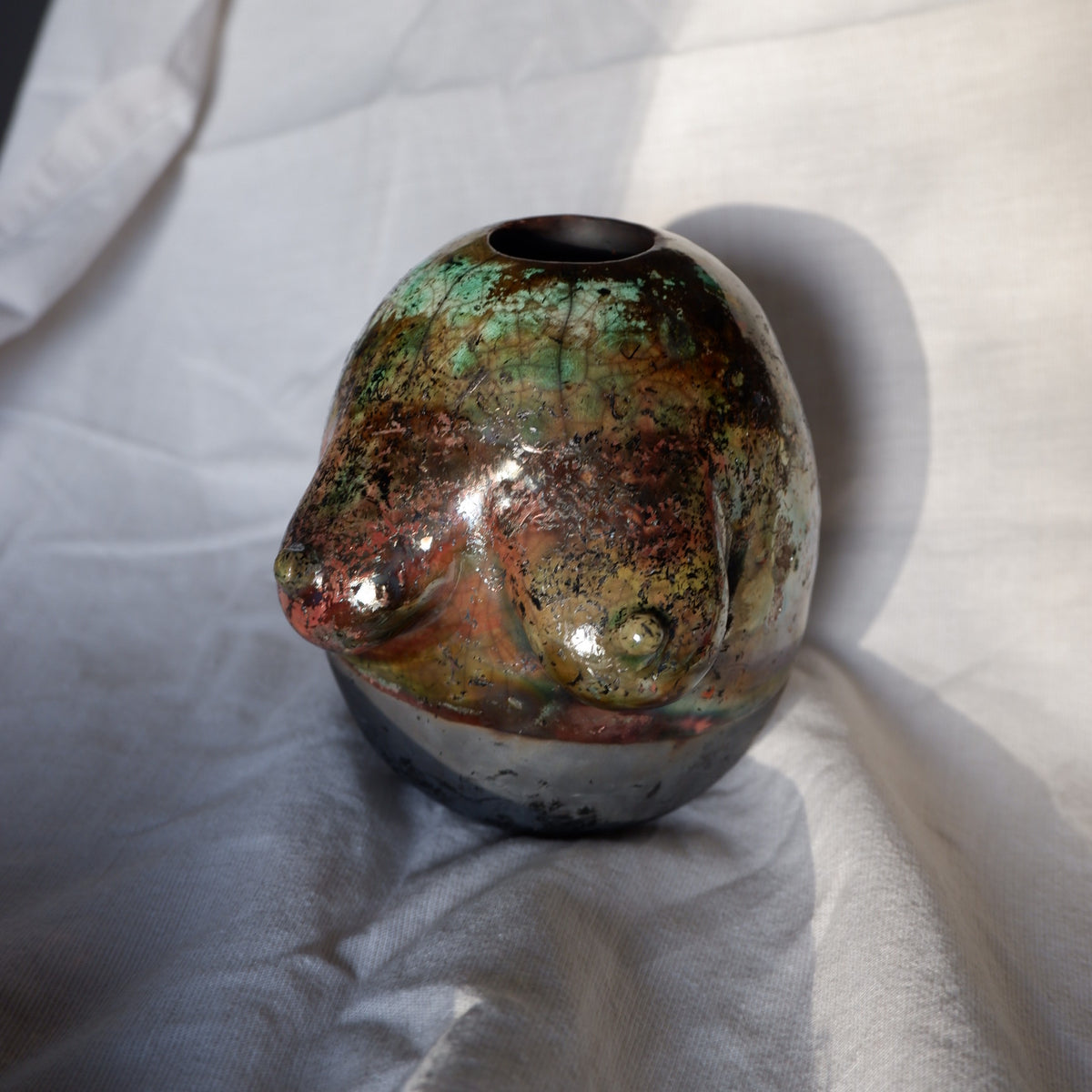 Raku fired Woman sculpture