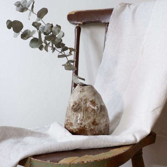 Sculptural Vase in brown and white