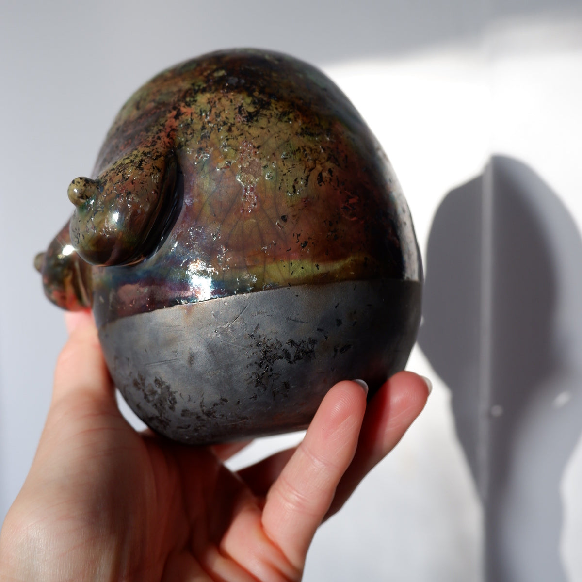 Raku fired Woman sculpture