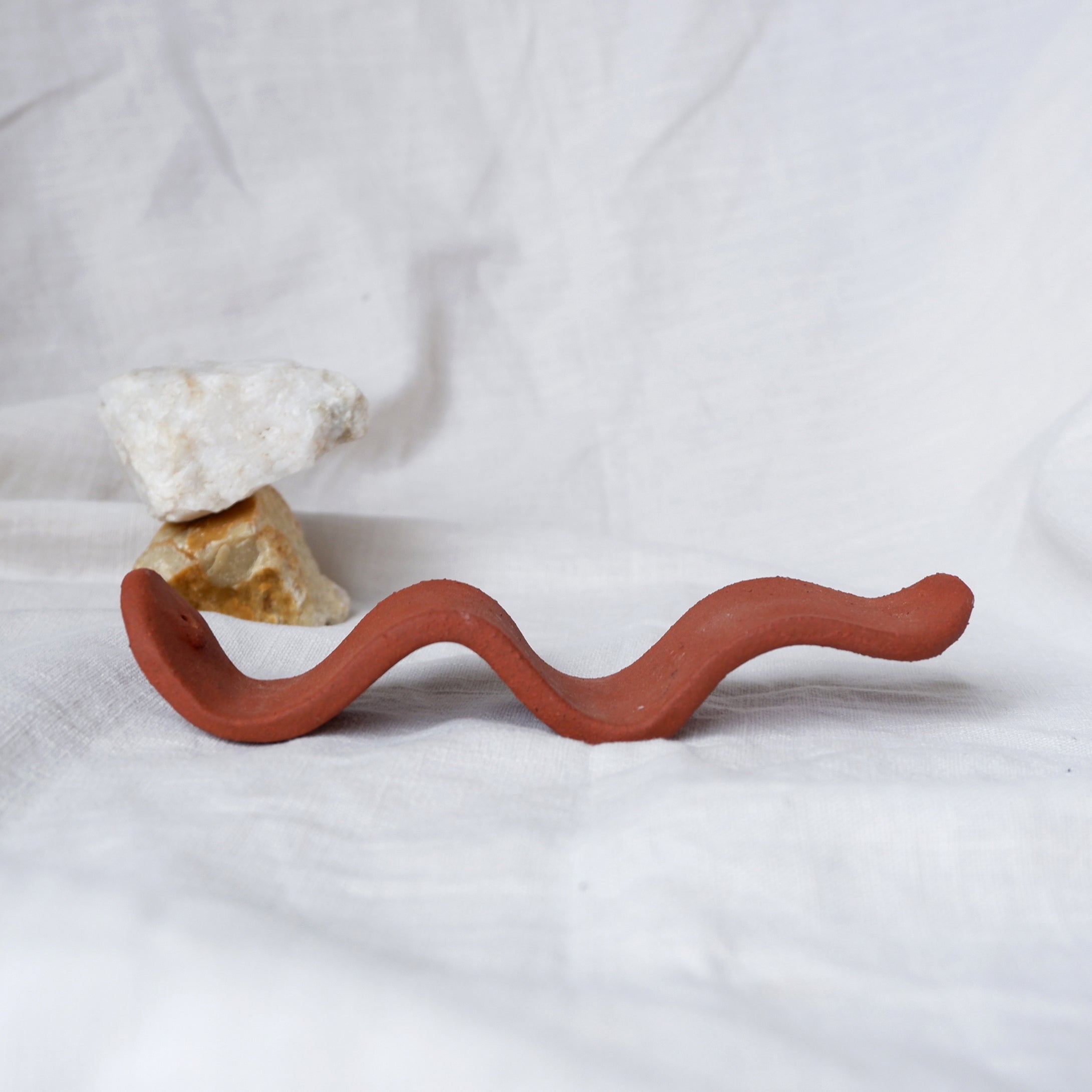 Handmade Red Ceramic Incense Stick Holder
