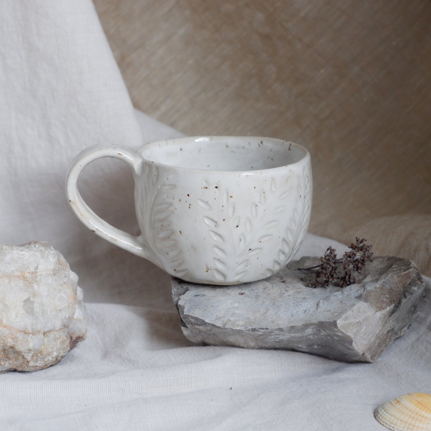 White Botanical Mug