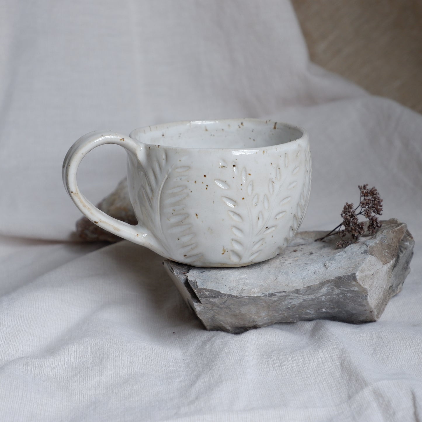 White Botanical Mug