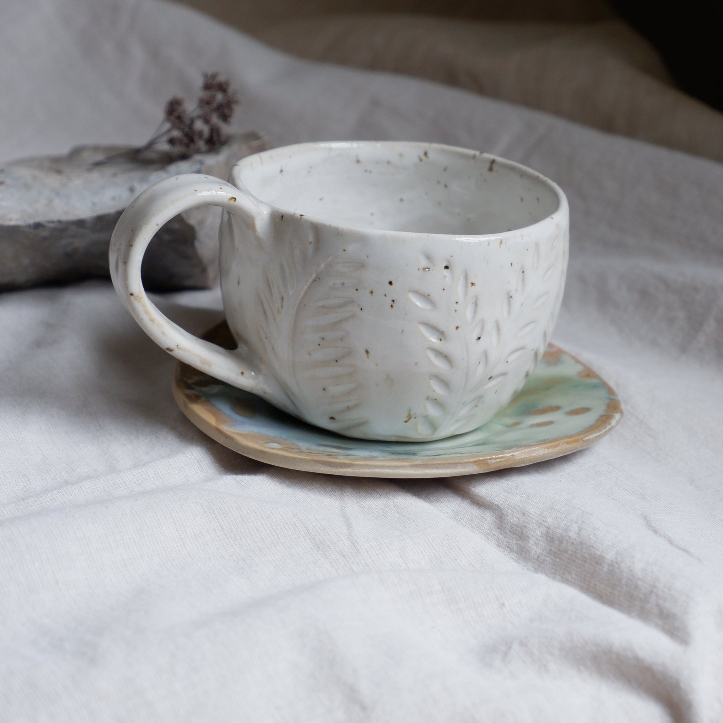 White Botanical Mug