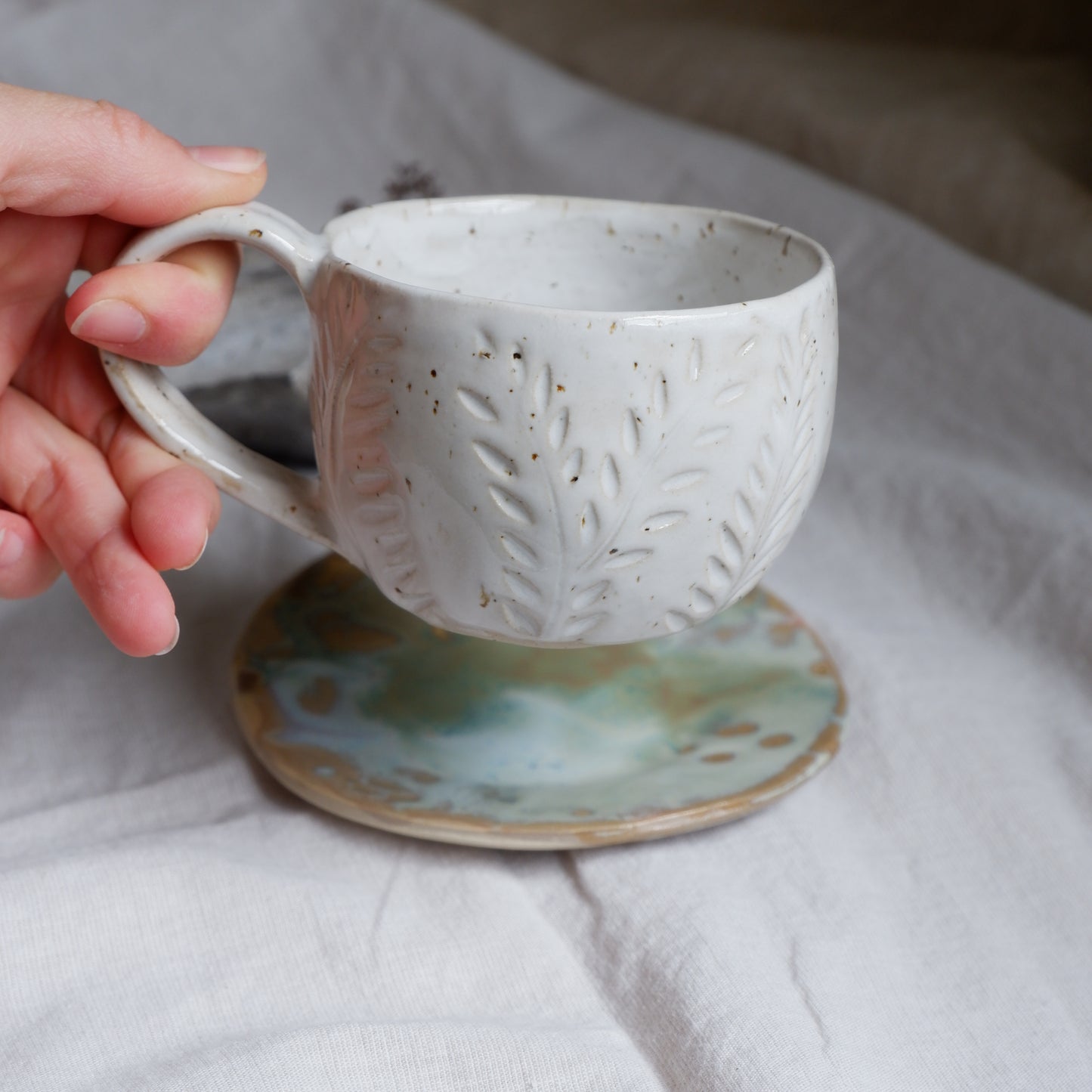 White Botanical Mug