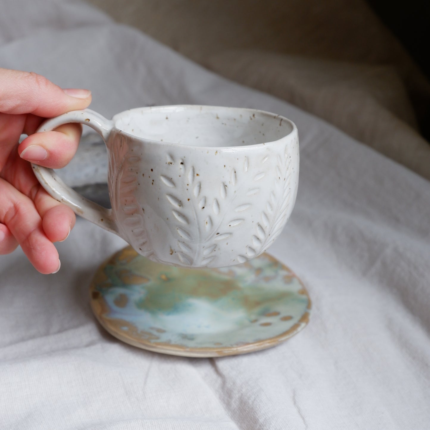 White Botanical Mug