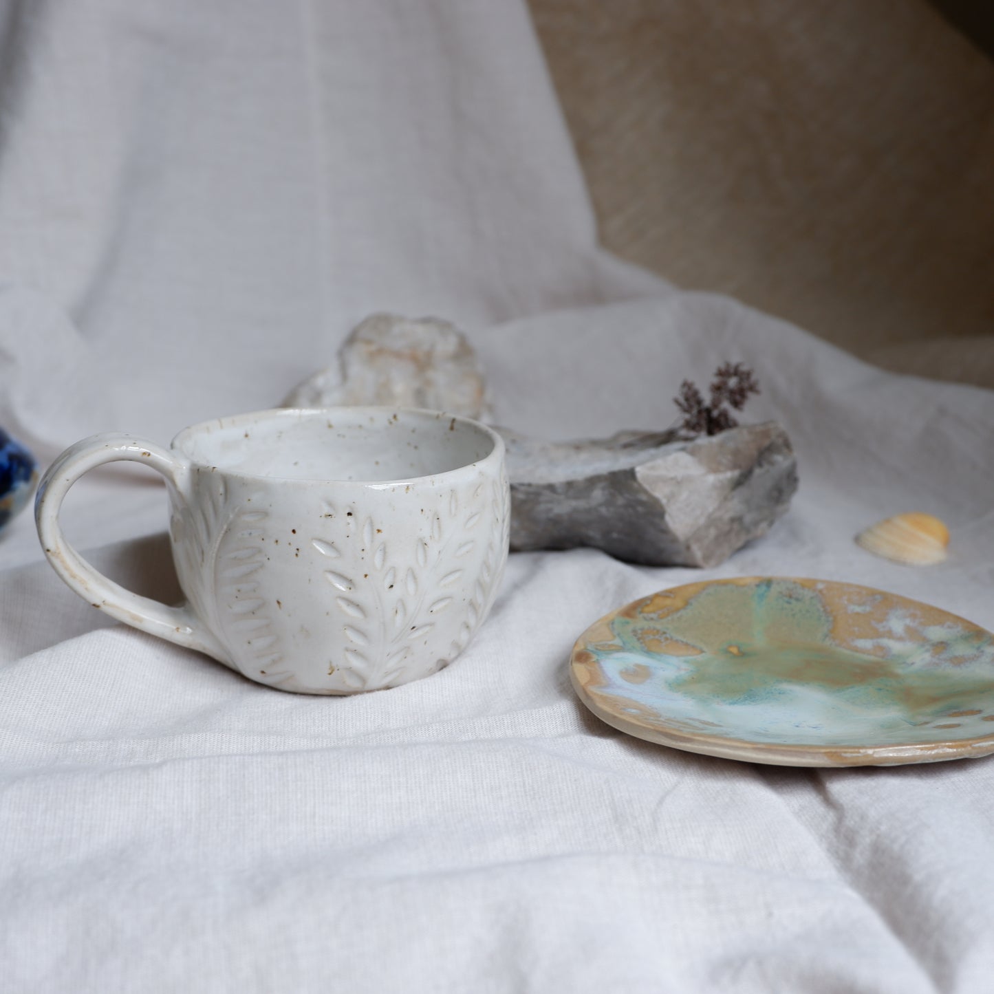 White Botanical Mug