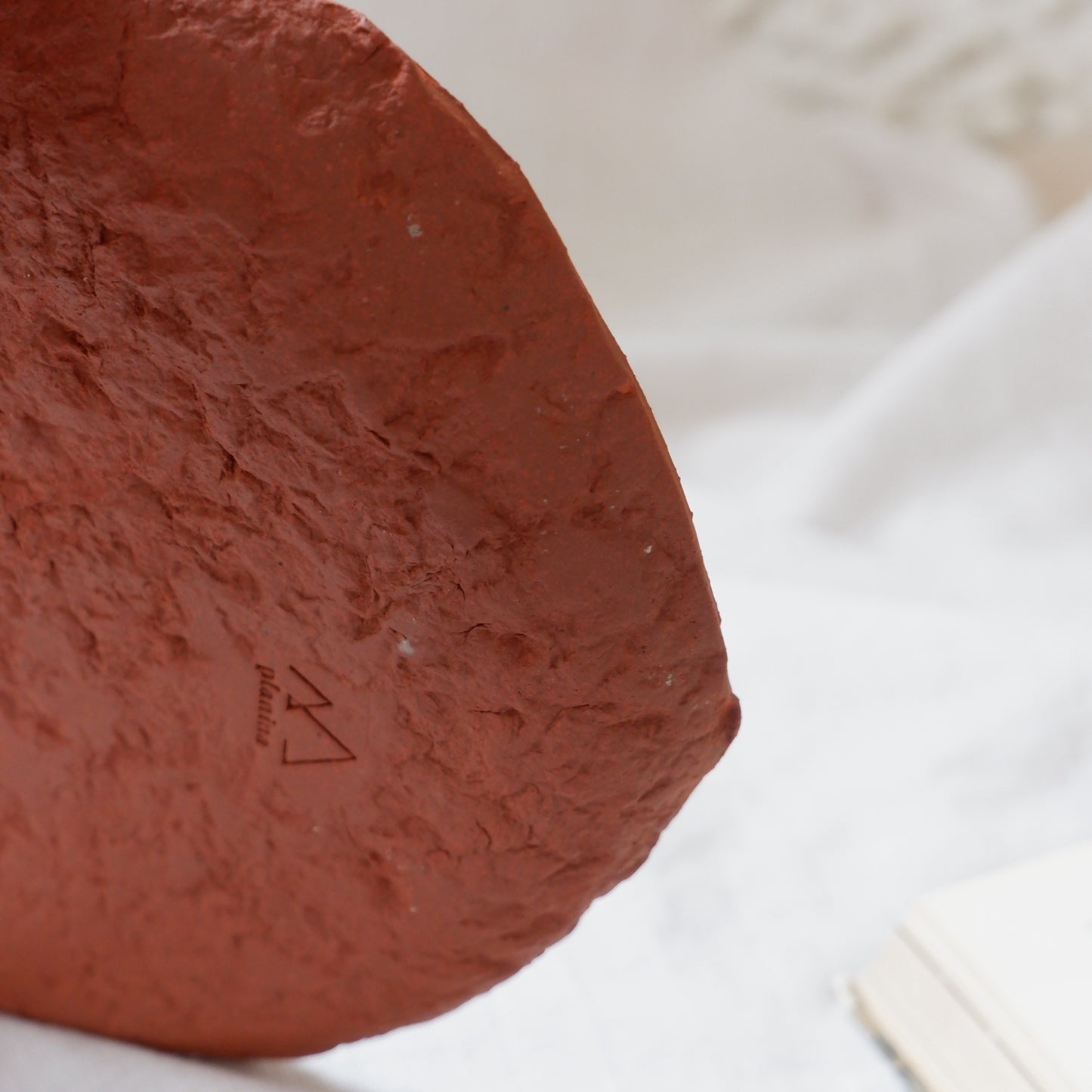 Moon plate made from red clay