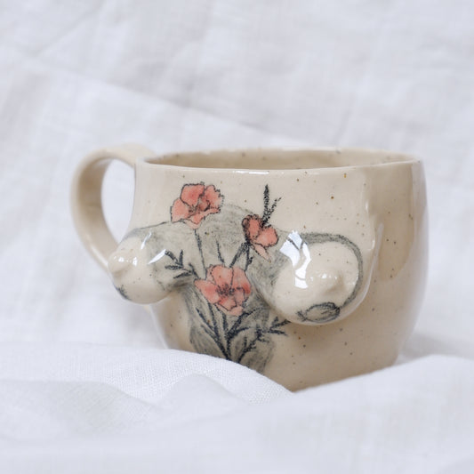 Pure love on a handmade mug, speckled clay