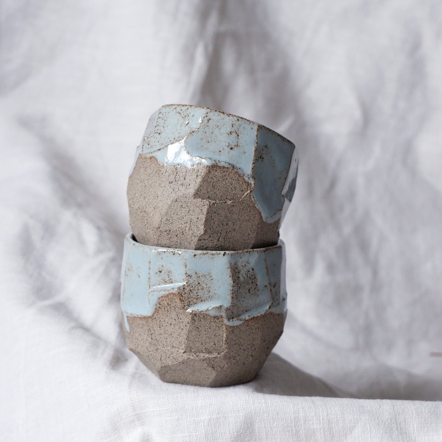 Ourea cup // gray clay with light blue glaze