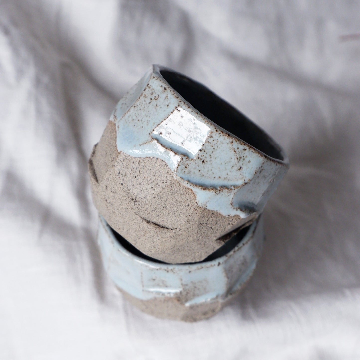 Ourea cup // gray clay with light blue glaze