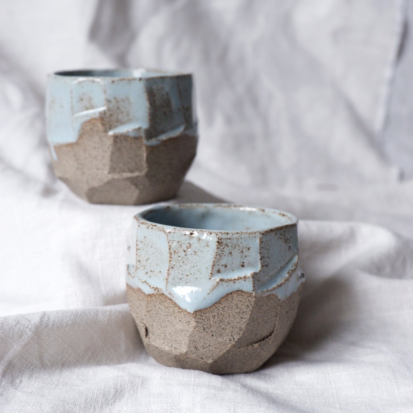 Ourea cup // gray clay with light blue glaze