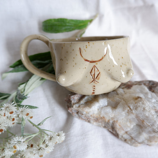 Carved tattoo mug // symbolizes guided journeys and steady progress