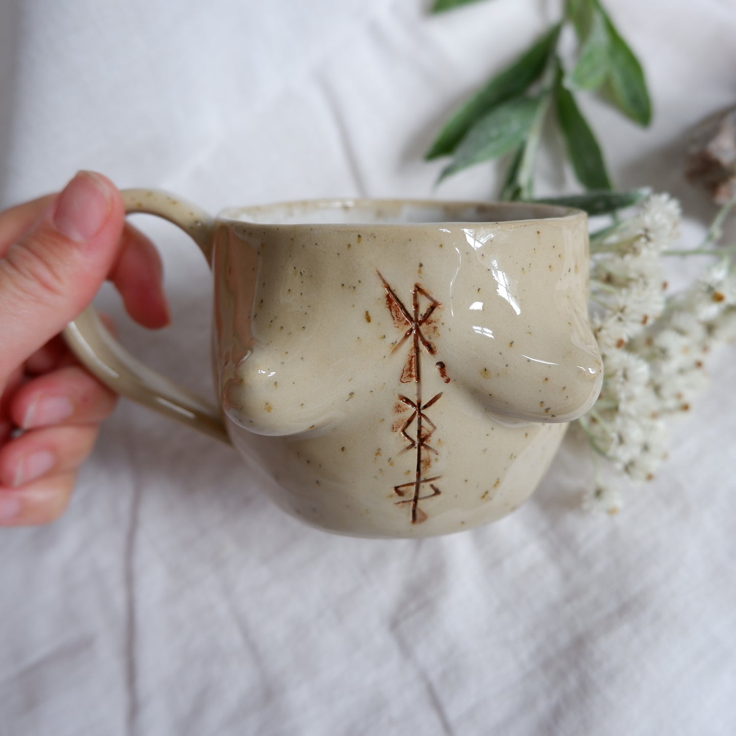 Carved tattoo mug // symbolizing love protection