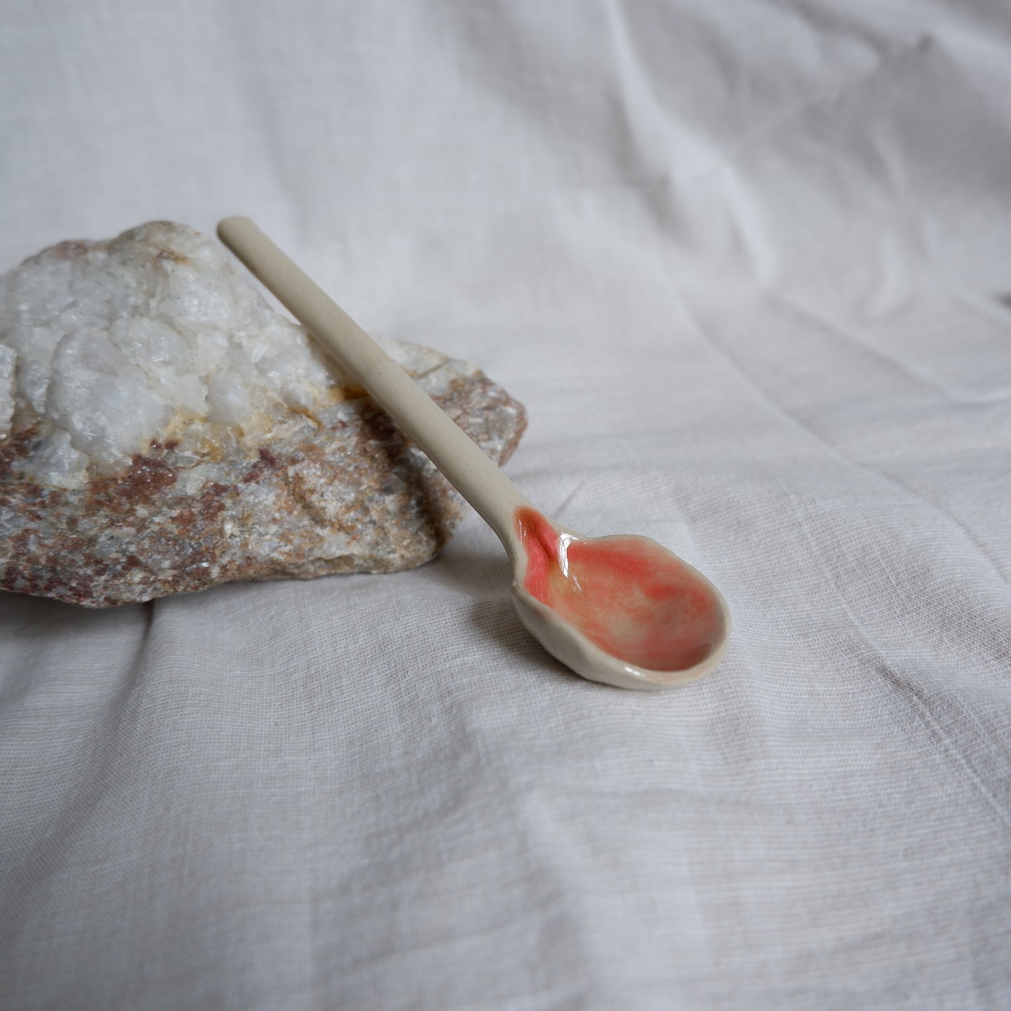 Beige clay ceramic spoons