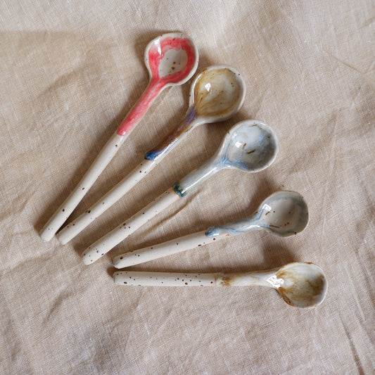 Beige clay ceramic spoons