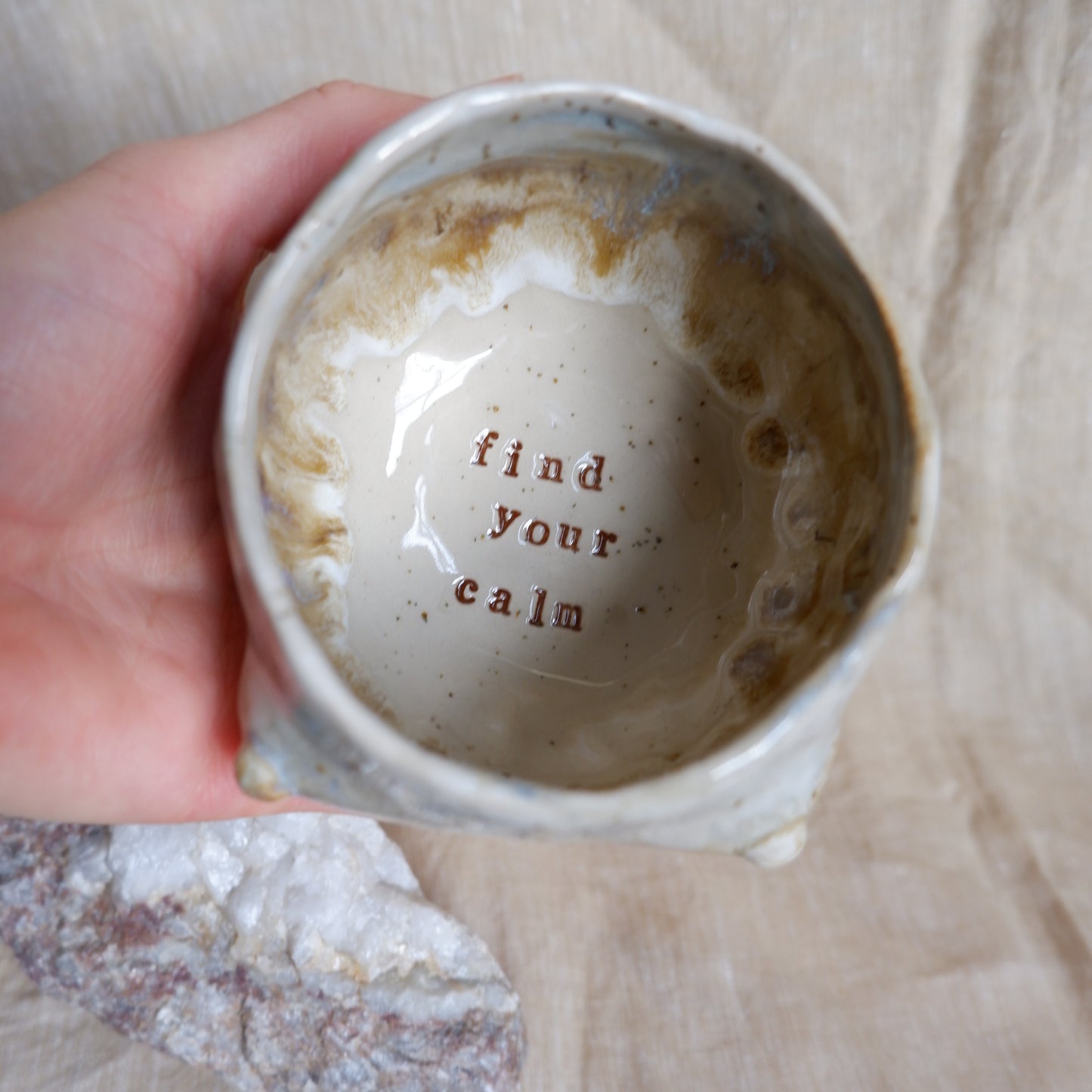 Linen and Leaves Mug / find your calm